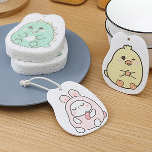 New Trendy Natural Wood Pulp Cellulose Sponge Customized Printing Cartoon Shape Cute Compressed <b>Kitchen</b> Cellulose Sponge - Product Image 5