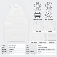 Vente en gros OEM ODM – Nouveau débardeur tricoté à col licou pour femme, style doux et épicé, à rayures horizontales, amincissant, sans manches, pour l'été