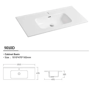 Lavabo de cerámica de borde fino para baño, mueble de baño de tamaño pequeño y moderno, suministro de fábrica