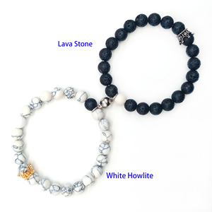 Pulseras con cuentas directas de fábrica, diseño de corona a juego magnético para él y ella para parejas, amistad y regalo de boda - Product Image 4