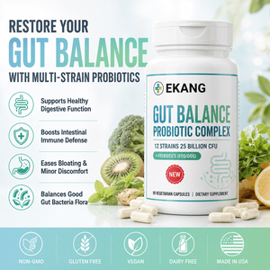 Cápsulas de Suplemento Digestivo Probiótico Multi-Cepa para el Equilibrio de la Flora Intestinal, Fabricadas en EE. UU. - Product Image 1