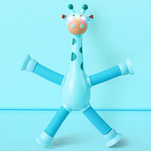 Jouet éducatif en plastique anti-stress en forme de girafe de dessin animé télescopique avec ventouse, forme variable pour les cadeaux d'enfants - Product Image 4
