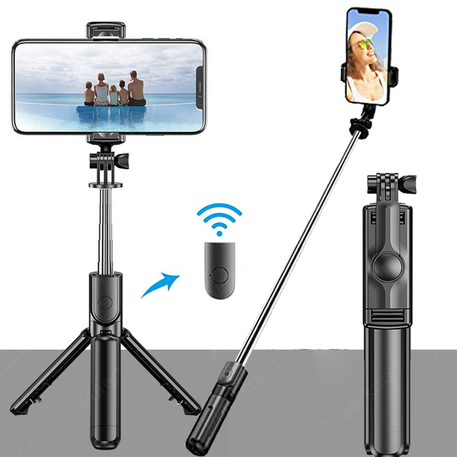 360 Degree Rotation Wireless for  Smartphone Selfie Stick Portable Tripod with Remote Control