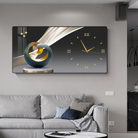 Lukisan dinding kristal porselen HD, dekorasi rumah jam dinding Modern ruang tamu ruang makan kamar tidur jam dekorasi dinding