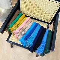 Écharpe d'hiver polyvalente 100% laine, châle élégant, couleur unie, écharpe longue confortable pour un usage décontracté ou professionnel
