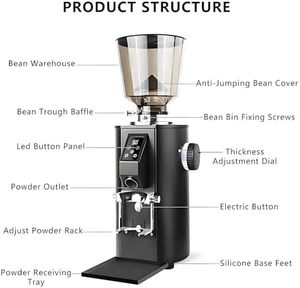 Molienda de café 64mm Tipo de acero inoxidable 800g Máquina molinillo de café eléctrica de gran capacidad - Product Image 2