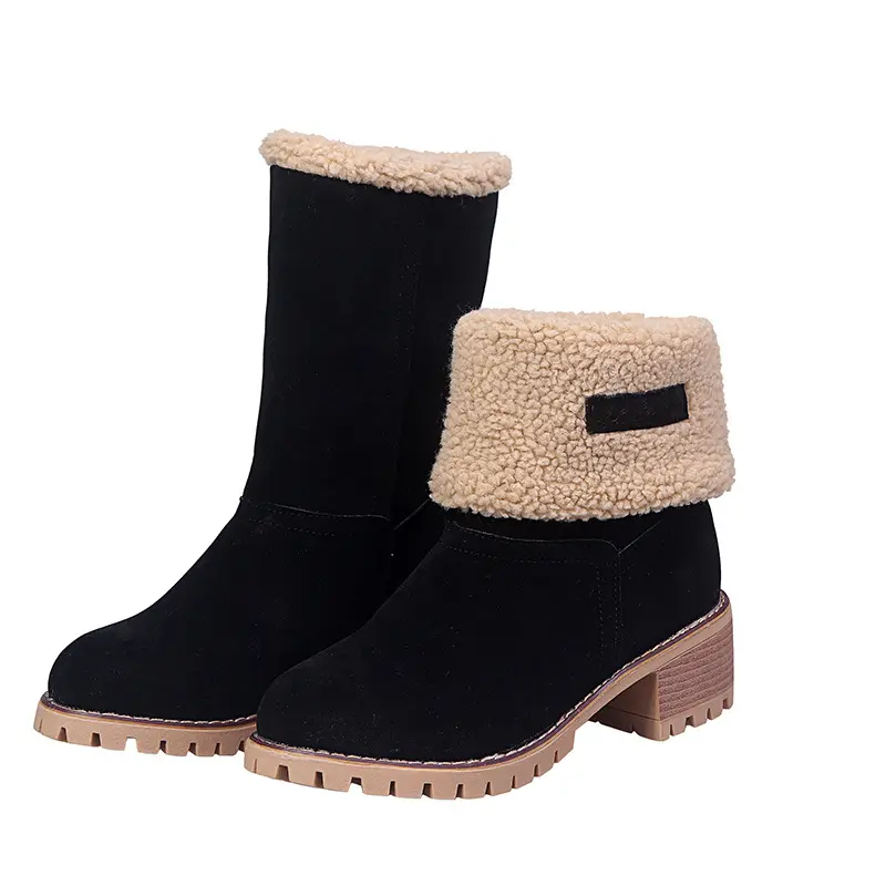 Automne et hiver nouvelles Offre Spéciale longues bottes en coton Style de mode mi-mollet talon épais bottes pour femmes en daim