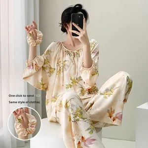 Cotton Silk 2 Piece Shorts Set Women Spring Summer 2025 New Long-Sleeved Breathable Casual Loose Fit Home <strong>Wear</strong> - Product Image 4
