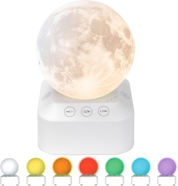 White Noise Machine Speaker 24 Soothing Sounds RGB 7 Colors Night Light Battery Powered Travel Portable Household Sleep Aid Baby