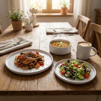 Service de table en grès blanc mat de qualité supérieure, résistant aux rayures et à la chaleur, compatible lave-vaisselle, four et micro-ondes, durable pour la maison