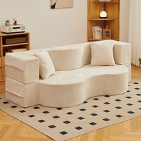 Sofá Cama Seccional Integrado de Diseño Moderno JJY-061, Sofá de Dos Plazas Esquinero de Tela Comprimida con Esponja para Sala de Estar