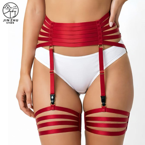 JINZHU Tige de maintien robuste <span class=keywords><strong>rouge</strong></span> pour bas de cuisse, avec bande élastique pour la <span class=keywords><strong>taille</strong></span>, design ajouré et anneau de maintien multi-jambes intégré - Product Image 1