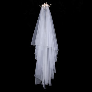 Vente en gros de voiles de <span class=keywords><strong>mariage</strong></span> élégants et brillants, accessoires de tulle de mariée blanc, voiles de mariée à quatre couches avec peigne - Product Image 5