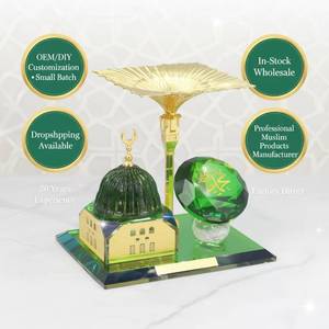 Modelo de Mezquita de Cristal Islámica al por Mayor con Sombrilla, Recuerdo Religioso Musulmán, Duradero y Reutilizable para Uso en Interiores - Product Image 1