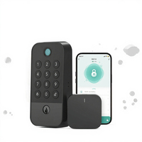 Cerradura Inteligente para Puerta, Impermeable, TTlock Slim, con Huella Dactilar, Wi-Fi, Código/Contraseña y Nube, para Puertas de Madera y Uso Doméstico