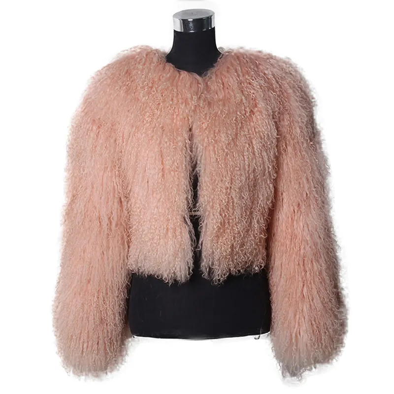 ALICEFUR 도매 새로운 패션 짧은 디자인 겨울 자켓 진짜 몽골 양고기 모피 코트 여성