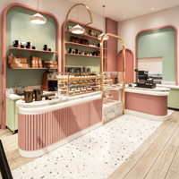 Vitrine de pâtisserie de luxe sur mesure avec éclairage LED, vitrine en verre, couleur personnalisée, facile à nettoyer, service de design d'intérieur pour toute la boutique