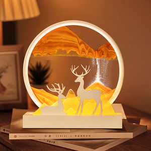 Lámpara de Noche con Diseño de Ciervo y Arena Fluida, para Aliviar el Estrés, Decoración para el Hogar, Regalo de Boda - Product Image 2