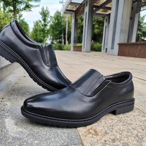 Chaussures habillées en cuir pour hommes Skin King, bout rond, légères, semelle en caoutchouc, pour le bureau, le travail, l'uniforme, le marié, les mariages - Product Image 3