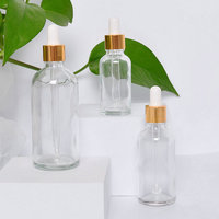 Flacon Compte-Gouttes en Verre Vide Rond Or Transparent pour Huile Essentielle Cosmétique et Sérum – Diverses Capacités (5ml, 10ml, 15ml, 20ml, 30ml, 50ml, 100ml)