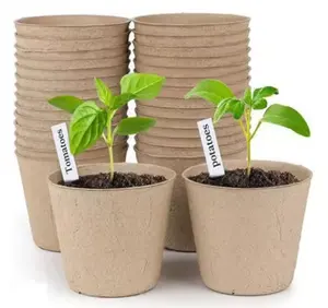 Biodegradable Pulp Seedlings Tray Disposable Flower Seed Planter Round Paper Pulp Nursery Pots