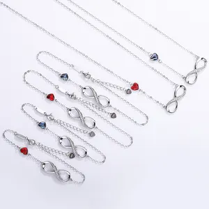 Fábrica Vendas Diretas Coração Mão De Cristal Jóias S925 Sterling Silver 8-Character Unlimited Pulseira E Colar