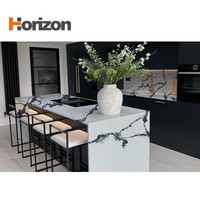 Pierre de quartz artificielle Horizon pour plan de travail de cuisine Plans de travail en quartz pour cuisines Blanc Dalles de quartz de 2 cm