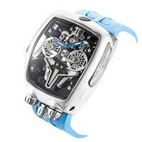 Montre mécanique automatique pour homme, design squelette, bracelet en silicone, incrustée, vente en gros d'usine, idéale pour un cadeau