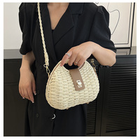 Toptan yaz moda tasarımcısı kabuk şekli bayanlar saman torbaları kadın Crossbody hasır çanta saman çanta