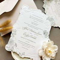 Invitations de mariage de luxe gaufrées avec dorure à chaud, design personnalisé, cartes en papier coton pour mariage