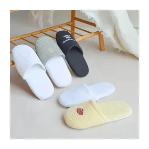 Factory sale cheap prices safety and environmental protection customized white waffle disposable hotel slippers