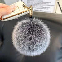 Pendentif de sac en vraie fourrure de renard fait main, porte-clés de voiture en peluche populaire, décoration mignonne, accessoire de sac à dos pour couples