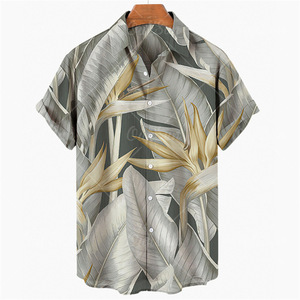 OEM/ODM Hombr Camisa Para Custom Design Factory Custom estate maniche corte cubano bavero <span class=keywords><strong>Aloha</strong></span> uomo stampato camicie hawaiane da spiaggia - Product Image 5