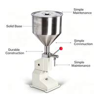Machine de remplissage manuelle en acier inoxydable FGK pour miel, gel, jus, confiture, yaourt, beurre de cacahuète et crème (0-50 ml, précision de 1 %)