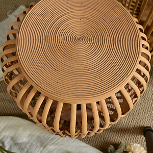 Home Decor Wood Bamboo Rattan Wicker Cylinder <b>Stools</b> Chair Farmhouse Modern Hotel Living Room Furniture - Product Image 4