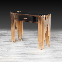 Tables console d'entrée de couloir moderne nordique noir meubles de salon table basse en verre de luxe en acier inoxydable doré