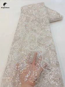 <span class=keywords><strong>Top</strong></span> end africano di alta qualità <span class=keywords><strong>tulle</strong></span> fatto a mano oro con perline tessuto di pizzo francese per il vestito - Product Image 2