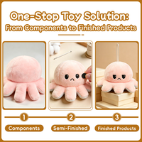 Risingsun Coussin Pieuvre Réversible Ultra Doux Personnalisé en Peluche, Jouet en Peluche Lavable en Coton PP avec Maille Anti-Stress