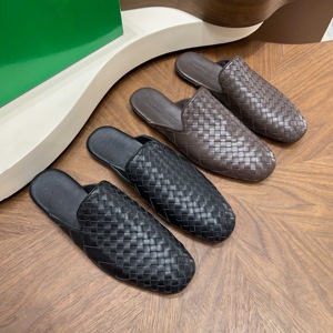 Mules in <span class=keywords><strong>Pelle</strong></span> Intrecciata a Mano di Alta Qualità per <span class=keywords><strong>Uomo</strong></span>, Stile Designer, Ciabatte Senza Tallone, Mocassini Casual Invernali Antiscivolo - Product Image 1