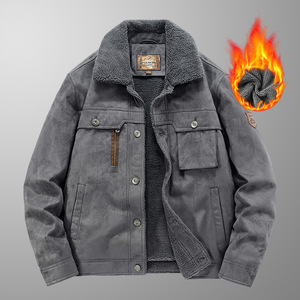 Giacca invernale impermeabile da uomo in pile spessa in poliestere/cotone ecologica Casual con chiusura a bottone frontale a tinta unita - Product Image 1