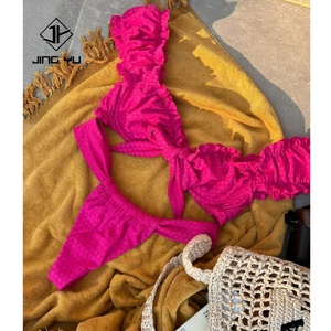 Tissu de maillot de bain en nylon et élasthanne personnalisé 2023, design de bikini pour femmes, maillot de bain sexy pour filles, maillot de bain à volants, vêtements de plage 2024 - Product Image 3