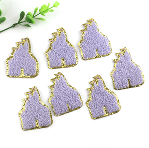 Parches de hierro de chenilla con borde dorado con purpurina colorida, parche bordado, pegatina de corazón con lazo para apliques de mochila escolar - Product Image 5