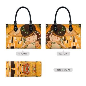 Sac à main décontracté pour femme, imprimé <span class=keywords><strong>Le</strong></span> <span class=keywords><strong>baiser</strong></span> <span class=keywords><strong>de</strong></span> <span class=keywords><strong>Gustav</strong></span> <span class=keywords><strong>Klimt</strong></span>, peinture à l'huile, fermeture éclair, sac en cuir, motif personnalisé, tendance - Product Image 3