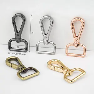 Bolsa Hardware 20mm 25mm 38mm Gancho de presión de metal plateado Gancho de perro de bronce 3/4 "1" 1,5 "Gancho de presión giratorio de metal dorado para bolso