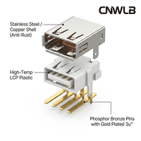 5 PIN Female Micro usb connector MicroQTJ Micro USB Type B connector Stainless steel case Female Charging Port Connector