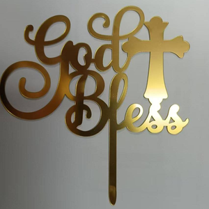 Décorations de gâteau personnalisées 10 pièces/sac « Dieu bénisse mon baptême » – Fournitures de décoration de gâteaux à thème religieux pour fêtes, outils de pâtisserie - Product Image 2