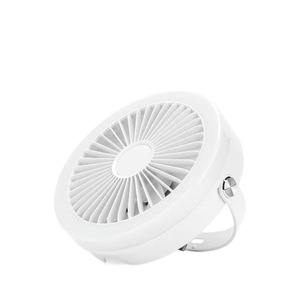 Mini ventilateur de plafond rechargeable AUX, blanc, rond, portable, alimenté par USB, pour dortoirs, camping, utilisation en extérieur - Product Image 1