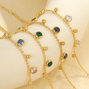 Lớp mạ vàng không thấm nước thép không gỉ không gây dị ứng <span class=keywords><strong>Ruby</strong></span>/Sapphire/Emerald Zircon vòng chân bãi biển Wedding & mùa hè đồ trang sức - Product Image 2