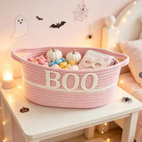 Panier à bonbons multifonction en corde de coton écologique de luxe au design nouveau, boîte de rangement pour cadeaux pour Halloween, cadeau pour enfants