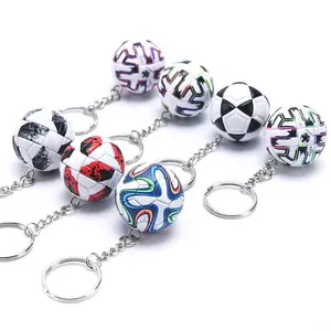 Wholesale 3D Mini Football Key Chain for Gift Metal Eco friendly Fashion Decoration Cute Keychain Car PU Leather Material